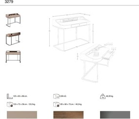 Birou deosebit design LUX Walnut-Leatherette Mink