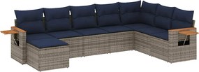 vidaXL Set canapele de grădină cu perne, 8 piese, gri, poliratan