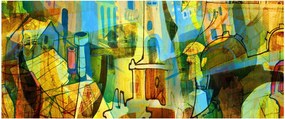 Tablou - Arhitectură, abstractizare cubistă (120x50 cm)