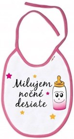 Baby Nellys Bavetă impermeabilă I love târziu noapte gustări, 24 x 27 cm - alb/roz