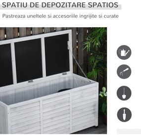 Banca tip container de depozitare Outsunny, 127x56x60cm, alb | Aosom Romania