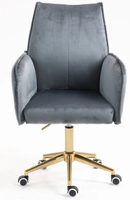 HR280K Scaun Grafit  din Catifea cu Bază Aurie