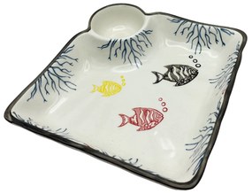 Platou servire Fish  Chips 18x18cm, Ceramica