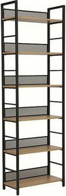 Etajera RAW R6, stejar/negru, PAL laminat/metal, 60x28x187 cm