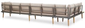 Set mobilier de gradina 8 locuri cu perne lemn masiv de acacia Maro  si gri, 1