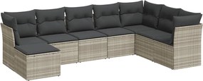 vidaXL Set mobilier de grădină cu perne, 8 piese gri deschis poliratan