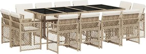 vidaXL Set mobilier de grădină cu perne, 13 piese, bej, poliratan