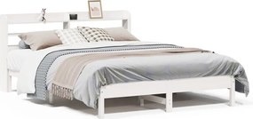 vidaXL Cadru de pat fără saltea, alb, 150x200 cm, lemn masiv pin
