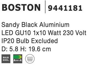 Spot aplicat ajustabil design modern BOSTON negru