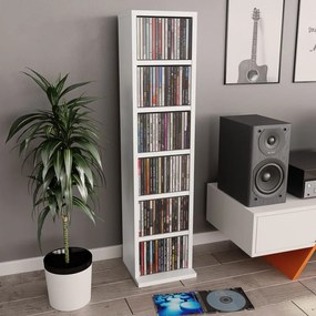 800351 vidaXL Dulap CD-uri, alb, 21x20x88 cm, lemn compozit