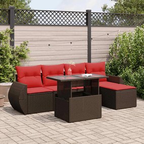 vidaXL Set canapele de grădină cu perne, 6 piese, maro, poliratan