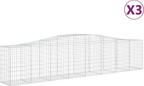 vidaXL Coșuri gabion arcuite 3 buc, 400x50x80/100 cm, fier galvanizat