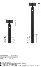 Stalp solar LED cu senzor de miscare IP54 CHIARO H-50cm