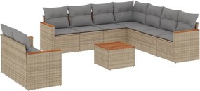 vidaXL Set canapele de grădină cu perne, 10 piese, bej, poliratan