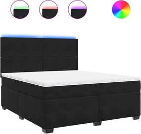 vidaXL Pat box spring cu saltea, negru, 180x200 cm, catifea
