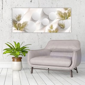 Tablou - 3D cercuri cu flori (120x50 cm)