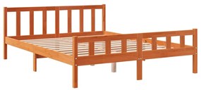 844398 vidaXL Cadru de pat cu tăblie, maro ceruit, 150x200 cm, lemn masiv pin