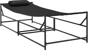 vidaXL Șezlong pentru Grădină 2 pcs Negru Oțel vopsit electrostatic