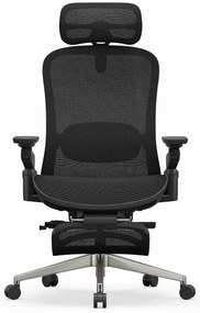 SYNO-H-MF Scaun ergonomic, suport lombar cu Masaj, sezut translatabil, cotiere 6D, tetiera 2D, suport picioare, Mesh, Negru