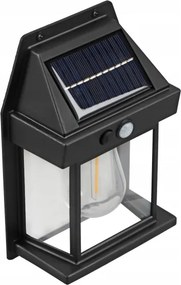 Aplică de perete solară cu senzor, LED, 3,7V 600 mAh, IP44, neagră