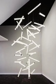 Lustra LED design tehnico-decorativ realizat manual Hugo orizontal prisma
