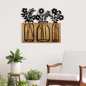Accesoriu Decorativ de Perete Flower 5, Lemn / Metal