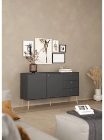 Comodă gri antracit joasă 149x82 cm Bodo – Tvilum
