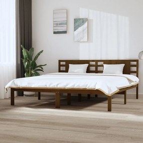 3104241 vidaXL Cadru de pat, maro miere, 200x200 cm, lemn masiv de pin