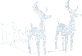 vidaXL Decorațiune de Crăciun cu reni și sanie 160 LED-uri 130cm acril