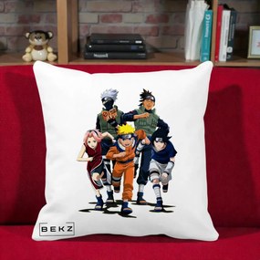 Perna Personalizata Naruto Echipa 7 Kakashi Sensei, 40x40 cm, Alba Mata, Husa Detasabila, Perna Inclusa, BEKZ®