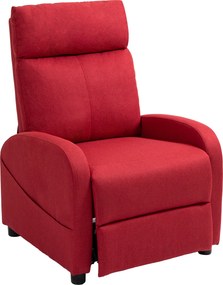 HOMCOM Fotoliu Rabatabil Manual cu Suport pentru Picioare din Material Textil cu Efect de In, 69x85x100 cm, Roșu Vin | Aosom Romania