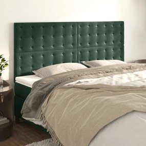 vidaXL Tăblii de pat, 4 buc, verde închis, 80x5x78/88 cm, catifea