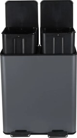 Coș de gunoi gri închis pentru reciclare/cu pedală 2x20 l din oțel Aliya – Spirella