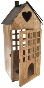 Felinar din lemn de mango InDecor negru, 28 x 28x 66 cm, L
