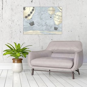 Tablou - Baloane deasupra orașului, nuanțe reci (70x50 cm)