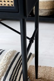 Birou din lemn masiv si rattan, cu 3 sertare, Old French