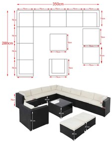 Deuba Set de ratan de grădină Agen II