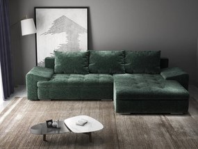 Colțar extensibil dumonde cu ladă de depozitare si sezut confortabil din spuma high-density, Leonardo Euphoria Verde 260x185 cm II