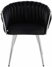 HR750 Scaun cu picioare Cromata Neagră din Catifea