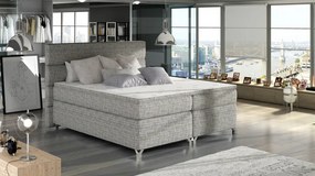 Pat tapitat boxspring, cu spatiu pentru depozitare, 140X200 cm, Amadeo 1, Eltap (Culoare: Alb)