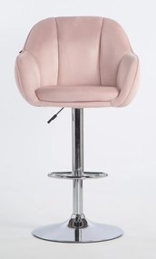 HR12055W Scaun Roz Pudra din Catifea cu Bază Cromata