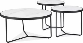 Set măsuțe de cafea Demeter alb mat / negru mat ø80/h40 cm