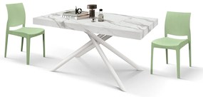 Masa extensibila Menego, blat ALB MARMORAT - 160 cm / 90 cm / h 77 - ALB