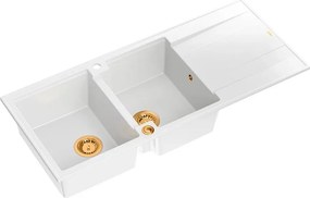 Chiuveta compozit incastrata Quadron Evan 121 alb - cupru 116x50 cm