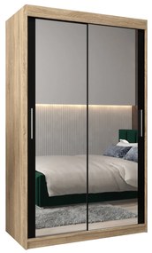 Dulap de haine 120 cm Toki 3 (stejar sonoma + negru mat). 1065067