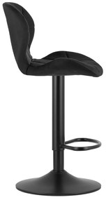Scaun de bar cu picior negru WEST VELVET, negru