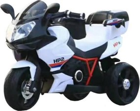 Motocicleta Electrica cu Acumulator Pentru Copii Novokids™ Moto GP Sport, 3-6 ani, max 30 kg, Cu Sunete , 3 Roti, Mers cu spatele , Negru si alb