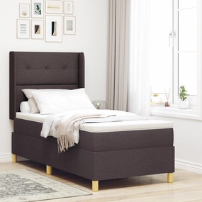 vidaXL Pat cu arcuri și saltea Maro Închis 80 x 200 cm - țesătură