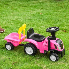Tractor pentru copii ride-on 91x29x44 cm, roz HOMCOM | Aosom RO