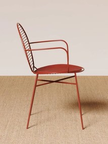 Scaun de exterior, rosu, din metal, Klara